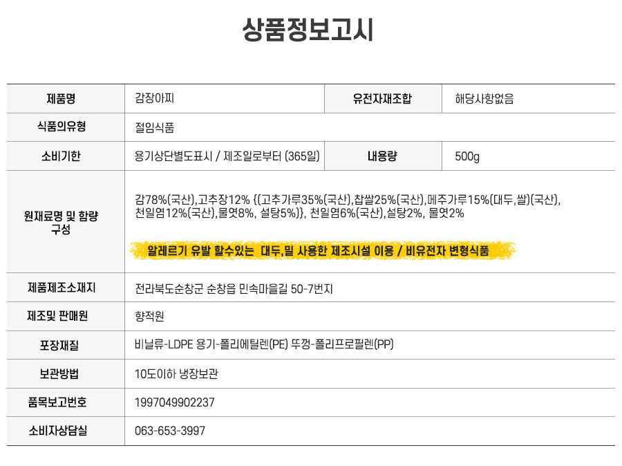 상품정보고시