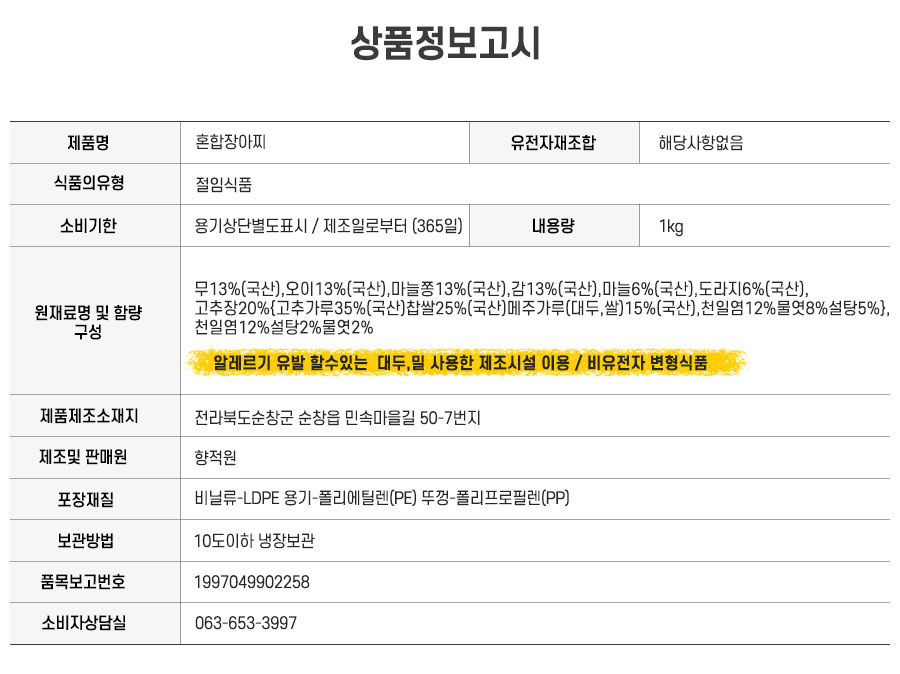 상품정보고시
